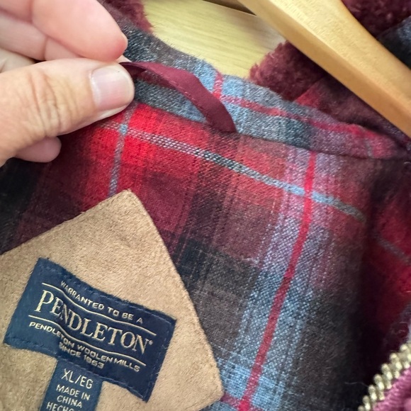 Pendleton Maroon Teddy Jacket Plush Fleece Flannel Detail / xlarge - Picture 7 of 14